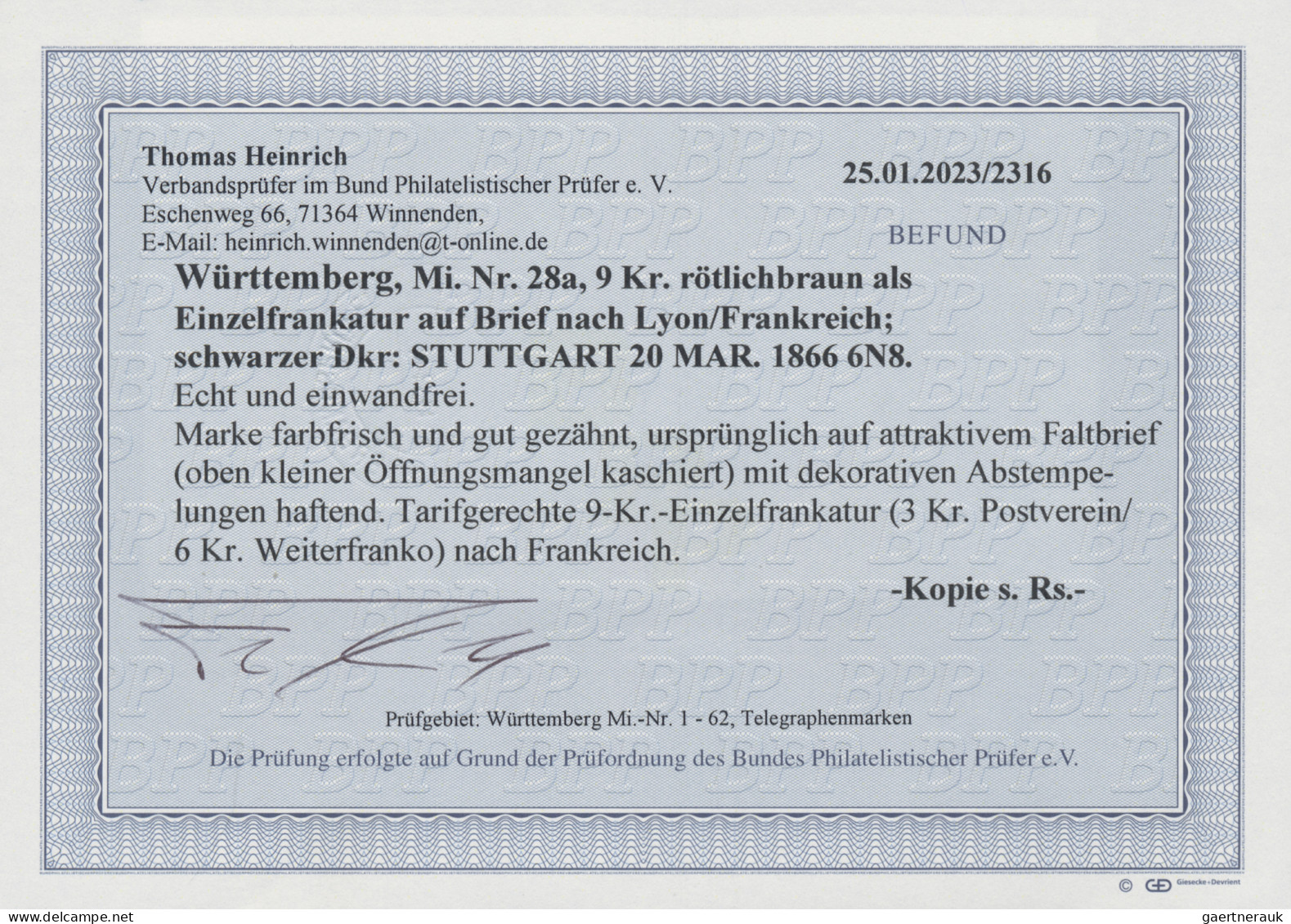 Württemberg - Marken Und Briefe: 1863, 9 Kr. Rötlichbraun, Kabinettstück Als Ein - Sonstige & Ohne Zuordnung