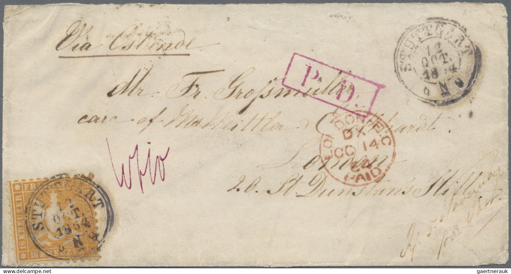 Württemberg - Marken Und Briefe: 1864, 18 Kr. Orangegelb Als Tarifgerechte Einze - Otros & Sin Clasificación