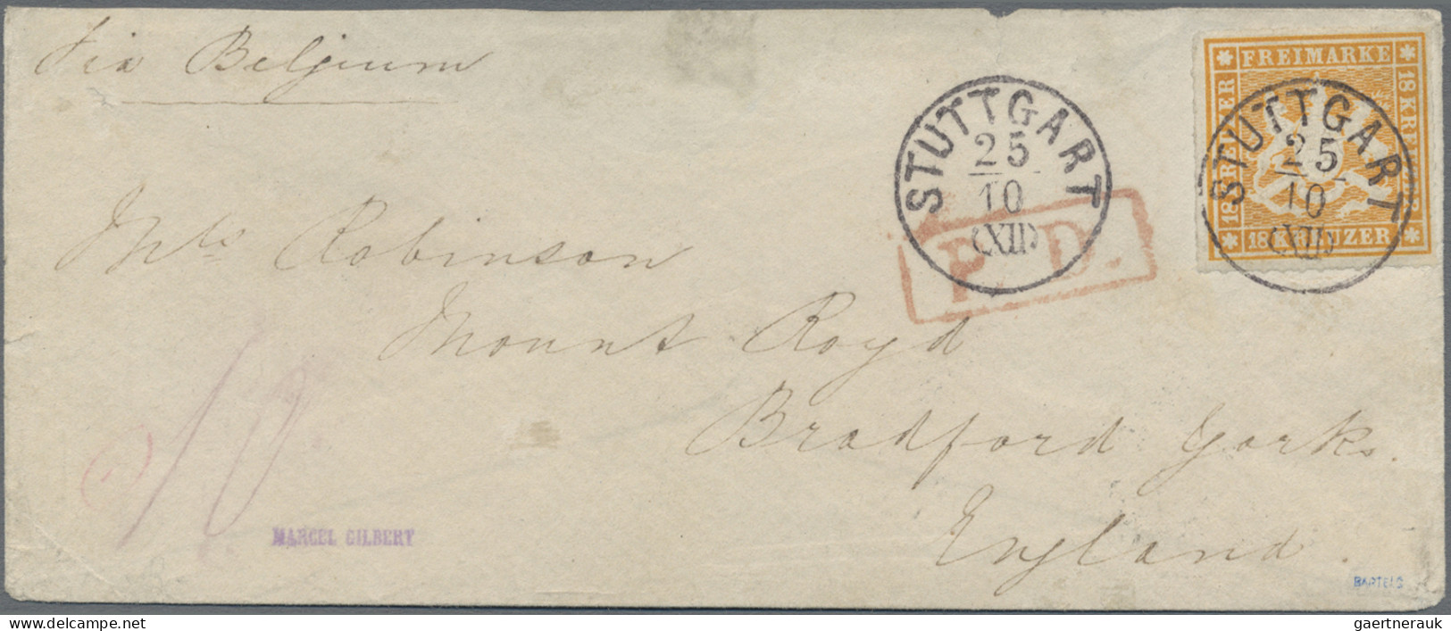 Württemberg - Marken Und Briefe: 1867 18 Kr. Orangegelb Als Einzelfrankatur Auf - Other & Unclassified