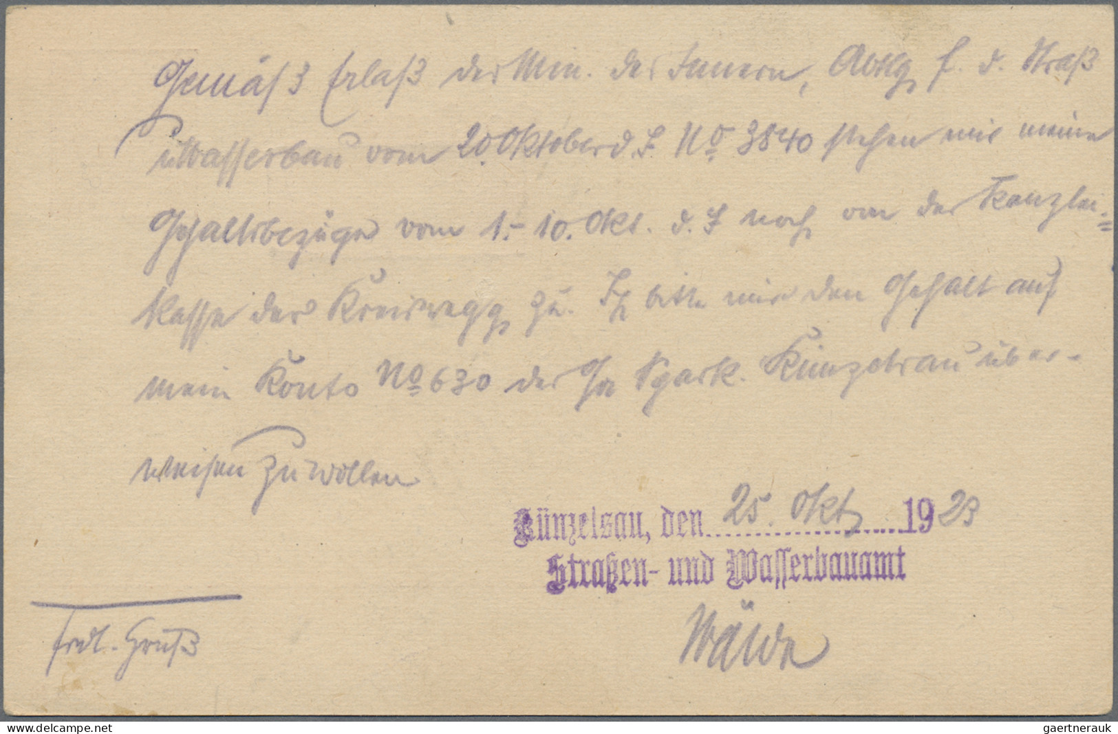 Württemberg - Ganzsachen: 1923, Fernpostkarte Von Künzelsau Nach Reutlingen Mit - Sonstige & Ohne Zuordnung