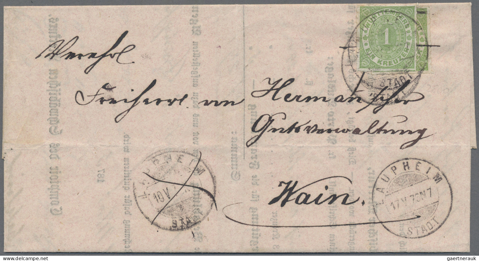 Württemberg - Stempel: LAUPHEIM 1869, 1 Kreuzer Grün Zwei Exemplare (1x überkleb - Otros & Sin Clasificación