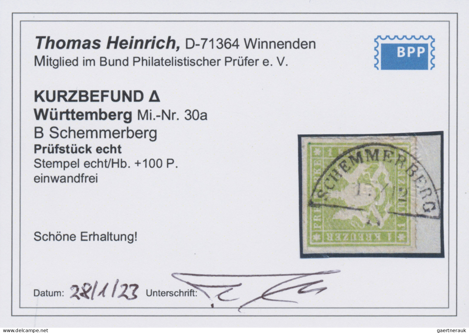 Württemberg - Stempel: SCHEMMERBERG, Bahnstempel, Zentriert Bzw. Klar Auf 1 Kr., - Autres & Non Classés