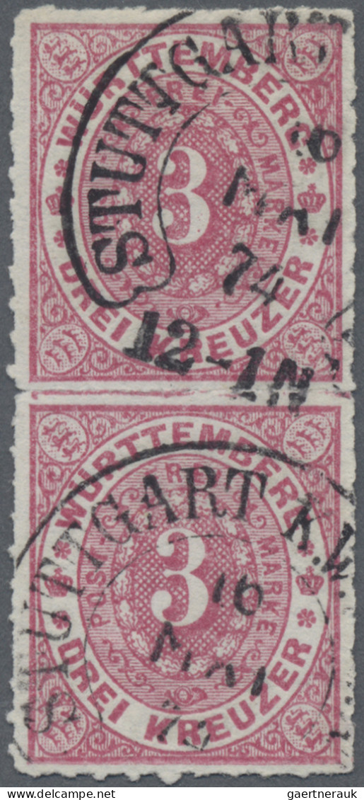 Württemberg - Hufeisenstempel: 1869, 3 Kr Ziffer, Senkrechtes Doppelstück Mit Dr - Andere & Zonder Classificatie