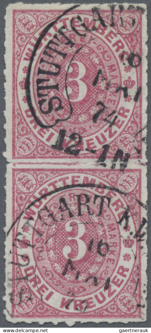 Württemberg - Hufeisenstempel: 1869, 3 Kr Ziffer, Senkrechtes Doppelstück Mit Dr - Sonstige & Ohne Zuordnung