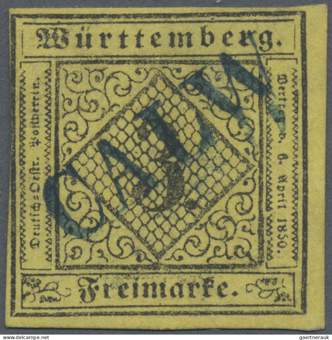 Württemberg - Langstempel, Einzeilig: CALW, L 1 Blau, Zentriert Auf 3 Kr., Type - Autres & Non Classés