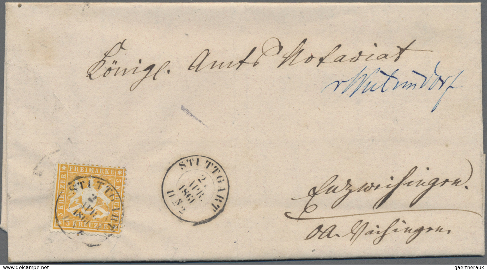 Württemberg - Postablagen: 1861, V.WEILIMDORF Handschriftlich Von Der Postablage - Sonstige & Ohne Zuordnung