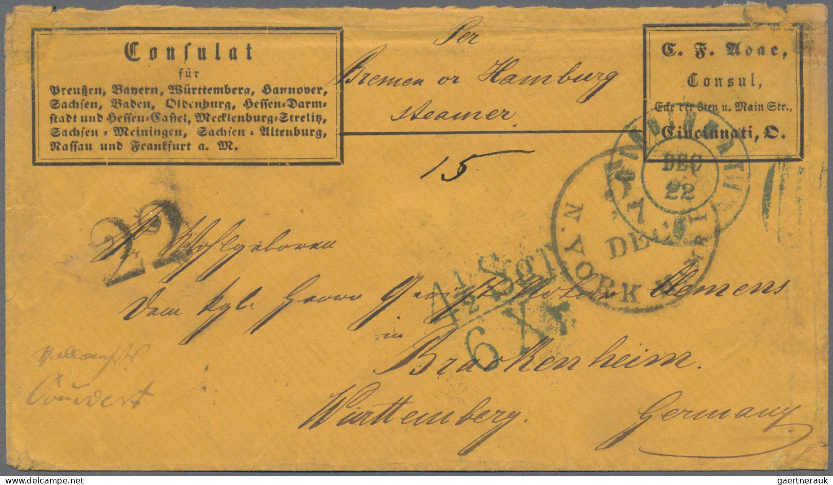 Württemberg - Besonderheiten: 1863, Unbezahlter Brief (Württemberg Konsulatpost) - Other & Unclassified