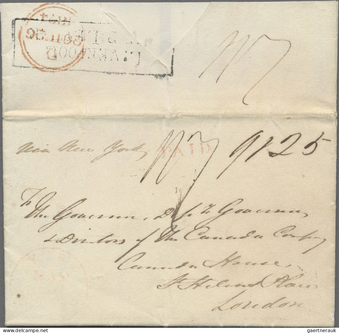 Transatlantikmail: 1834, Entire From Toronto, Canada To London Via New York And - Autres - Europe