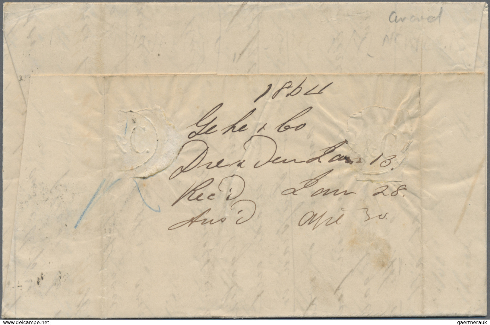 Transatlantikmail: 1864 Entire From Dresden To New York Via Aachen, London And L - Autres - Europe