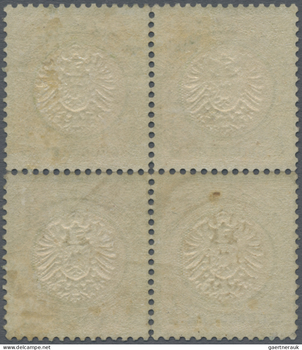 Deutsches Reich - Brustschild: 1872 Großer Schild ⅓ Gr. Grün Im Viererblock, Obe - Unused Stamps