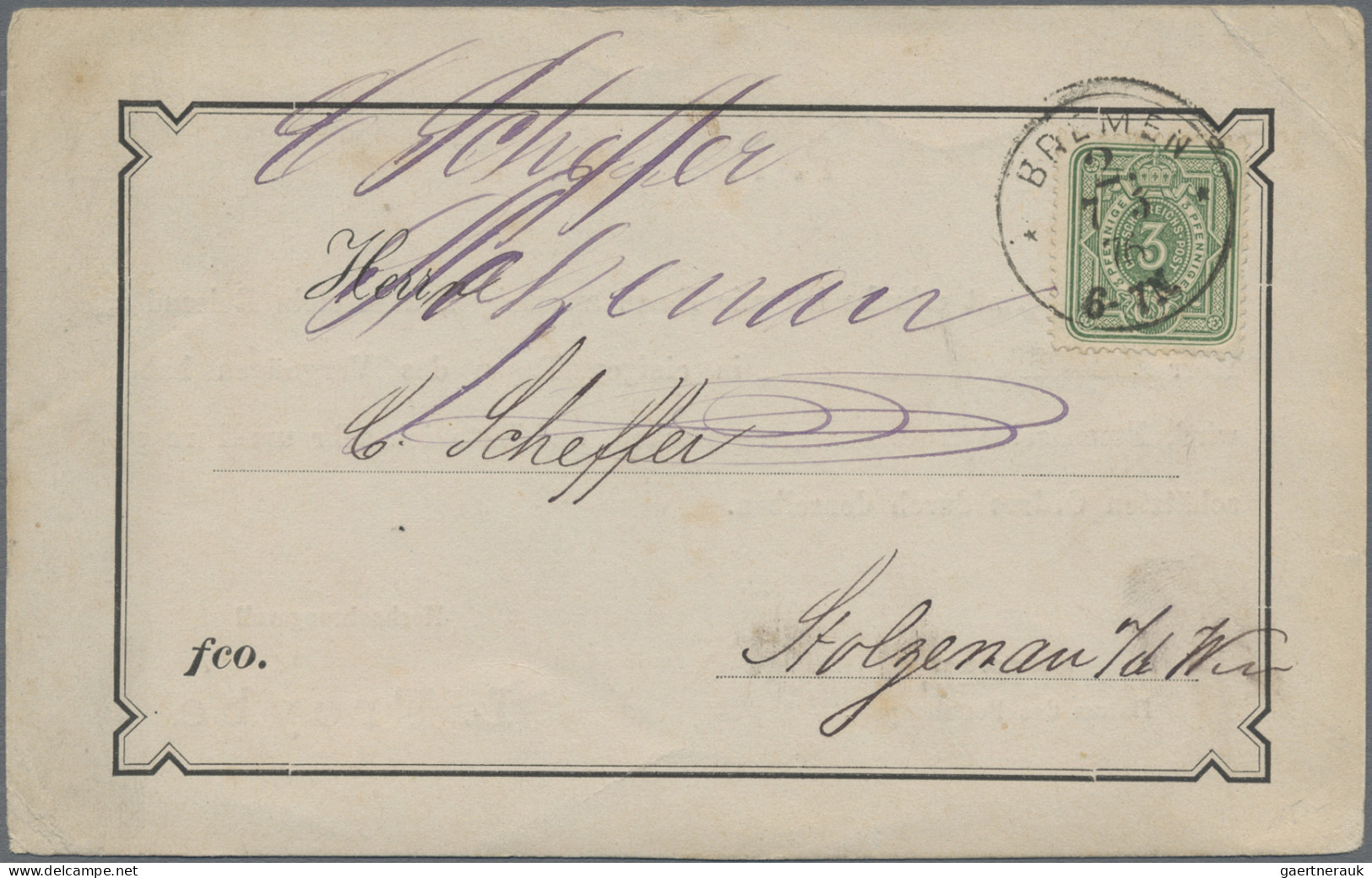 Deutsches Reich - Pfennige: 1875/1879, Drei Vertreter-Ankündigungskarten Je Fran - Covers & Documents