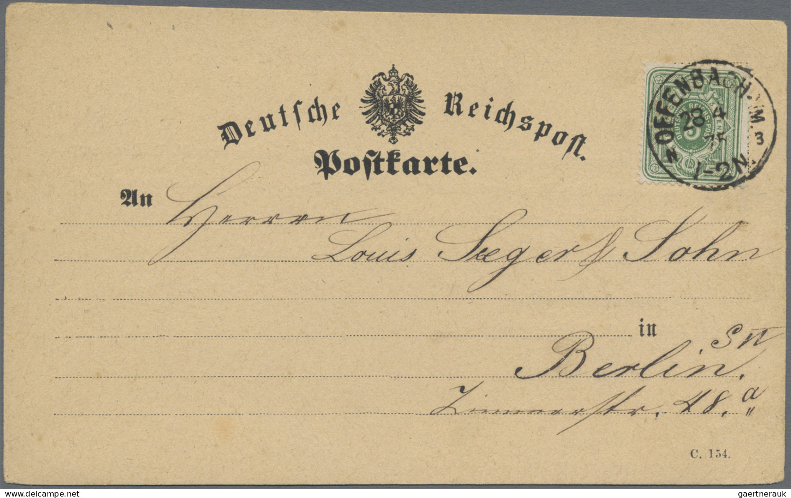 Deutsches Reich - Pfennige: 1875/1879, Drei Vertreter-Ankündigungskarten Je Fran - Cartas & Documentos