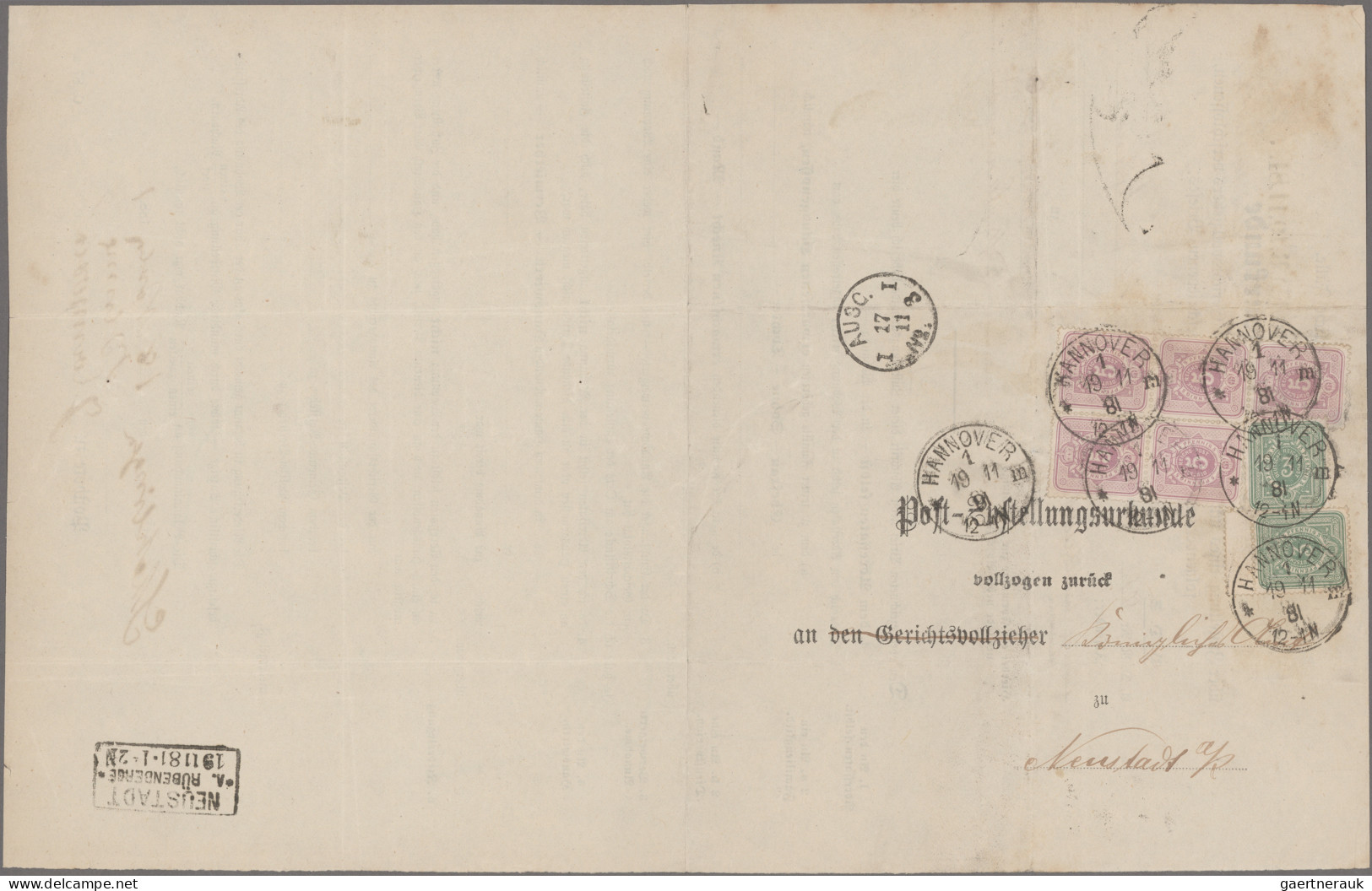 Deutsches Reich - Pfennig: 1881, 2 X 3 Pf Grün, Davon Eine Marke Mit Anhängendem - Storia Postale