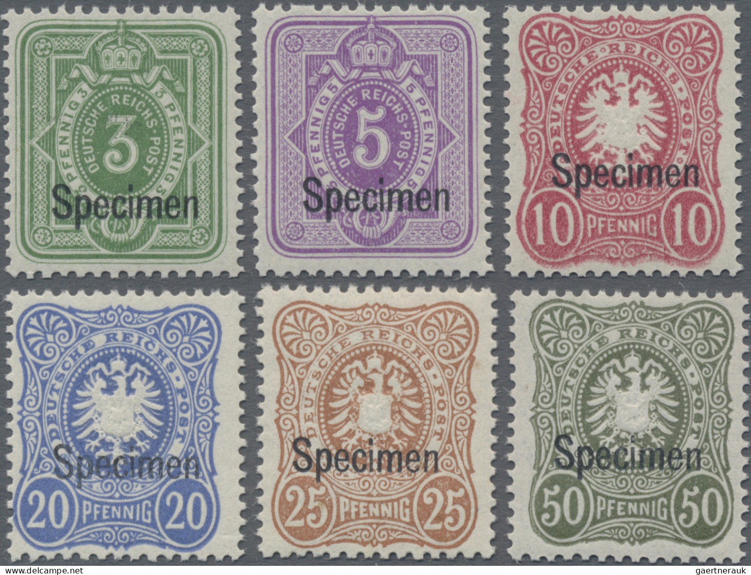 Deutsches Reich - Pfennig: 1886, "PFENNIG", Kompletter SPECIMEN-Satz Mi.Nr.: 39 - Ongebruikt