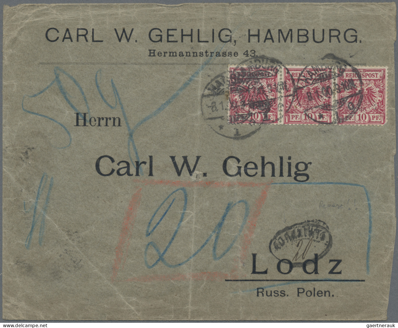 Deutsches Reich - Krone / Adler: 1900, Brief Der 4. Gewichtsstufe Von Hamburg Na - Briefe U. Dokumente