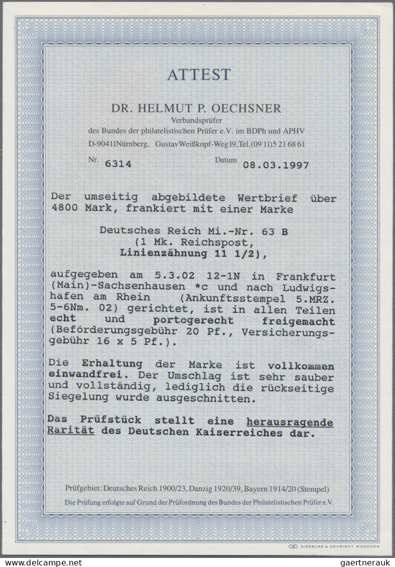 Deutsches Reich - Germania: 1900, 1 Mk. Bis 5 Mk. Reichspost Mit Weiter LINIENZÄ - Briefe U. Dokumente