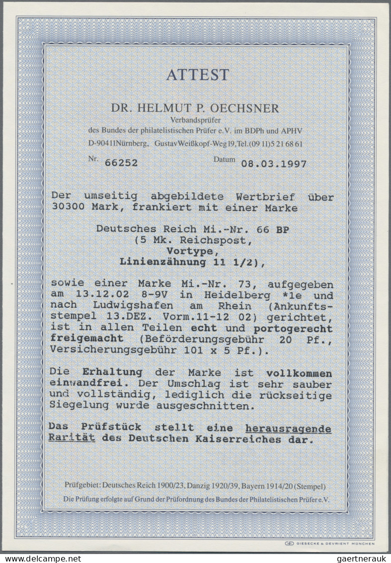 Deutsches Reich - Germania: 1900, 1 Mk. Bis 5 Mk. Reichspost Mit Weiter LINIENZÄ - Brieven En Documenten