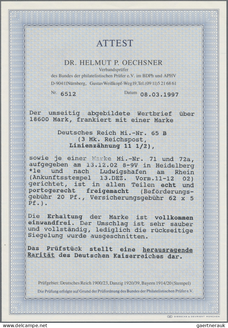 Deutsches Reich - Germania: 1900, 1 Mk. bis 5 Mk. Reichspost mit weiter LINIENZÄ