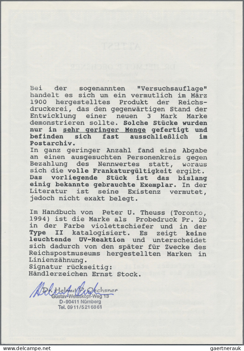 Deutsches Reich - Germania: 1900, 1 Mk. bis 5 Mk. Reichspost mit weiter LINIENZÄ