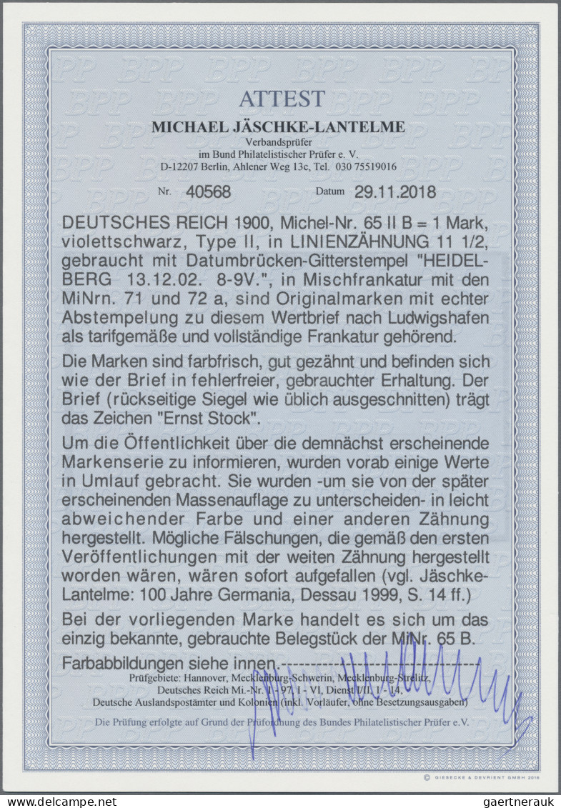 Deutsches Reich - Germania: 1900, 1 Mk. bis 5 Mk. Reichspost mit weiter LINIENZÄ