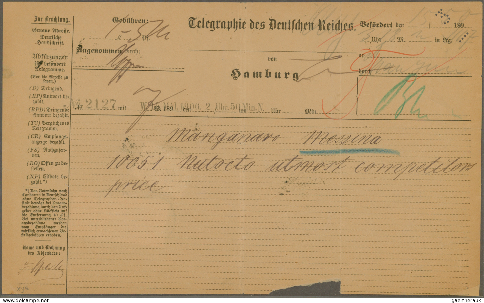 Deutsches Reich - Germania: 1900, 1 Mark Germania Reichspost Vom Linken Seitenra - Lettres & Documents