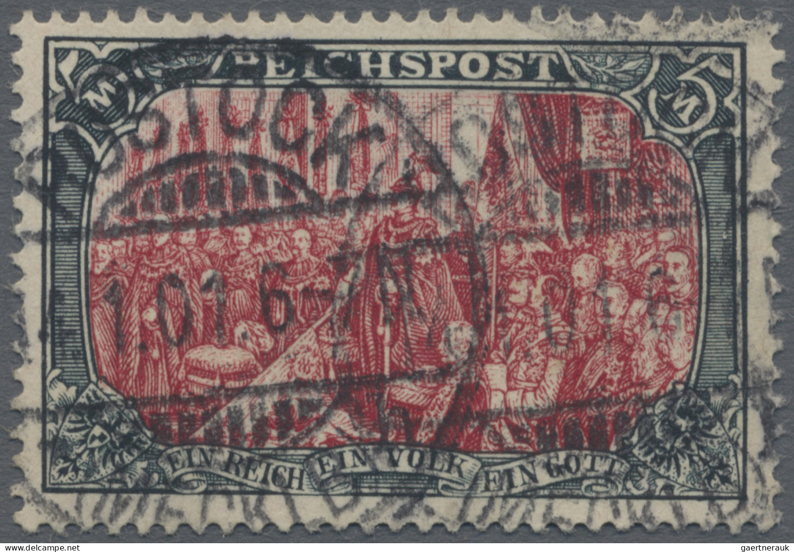 Deutsches Reich - Germania: 1900, 5 Mark Reichspost Type II Mit PF "C" Von "REIC - Used Stamps