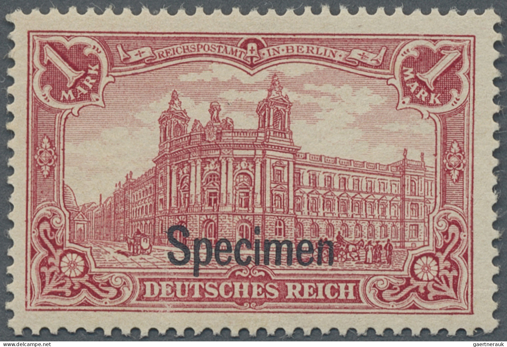 Deutsches Reich - Germania: 1902, 1 M. Reichspostamt Dunkelkarminrot Mit 26:17 Z - Ungebraucht