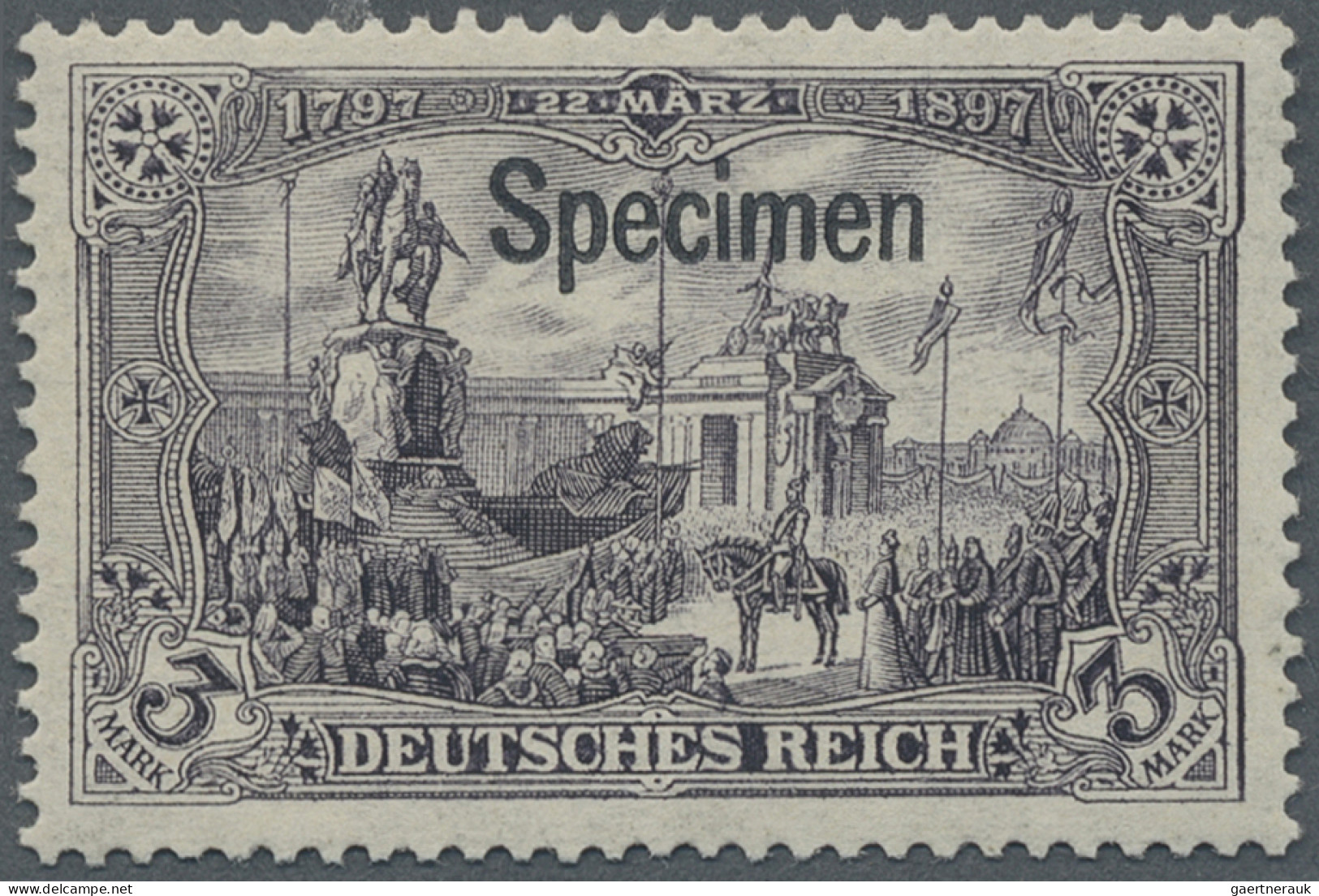 Deutsches Reich - Germania: 1900, 3 M. Denkmal Kaiser Wilhelm Ohne Wasserzeichen - Unused Stamps