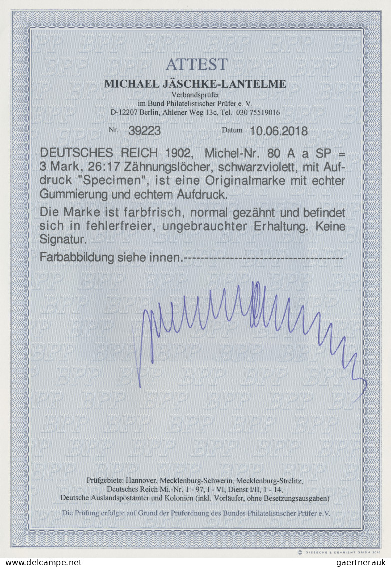 Deutsches Reich - Germania: 1900, 3 M. Denkmal Kaiser Wilhelm Ohne Wasserzeichen - Unused Stamps