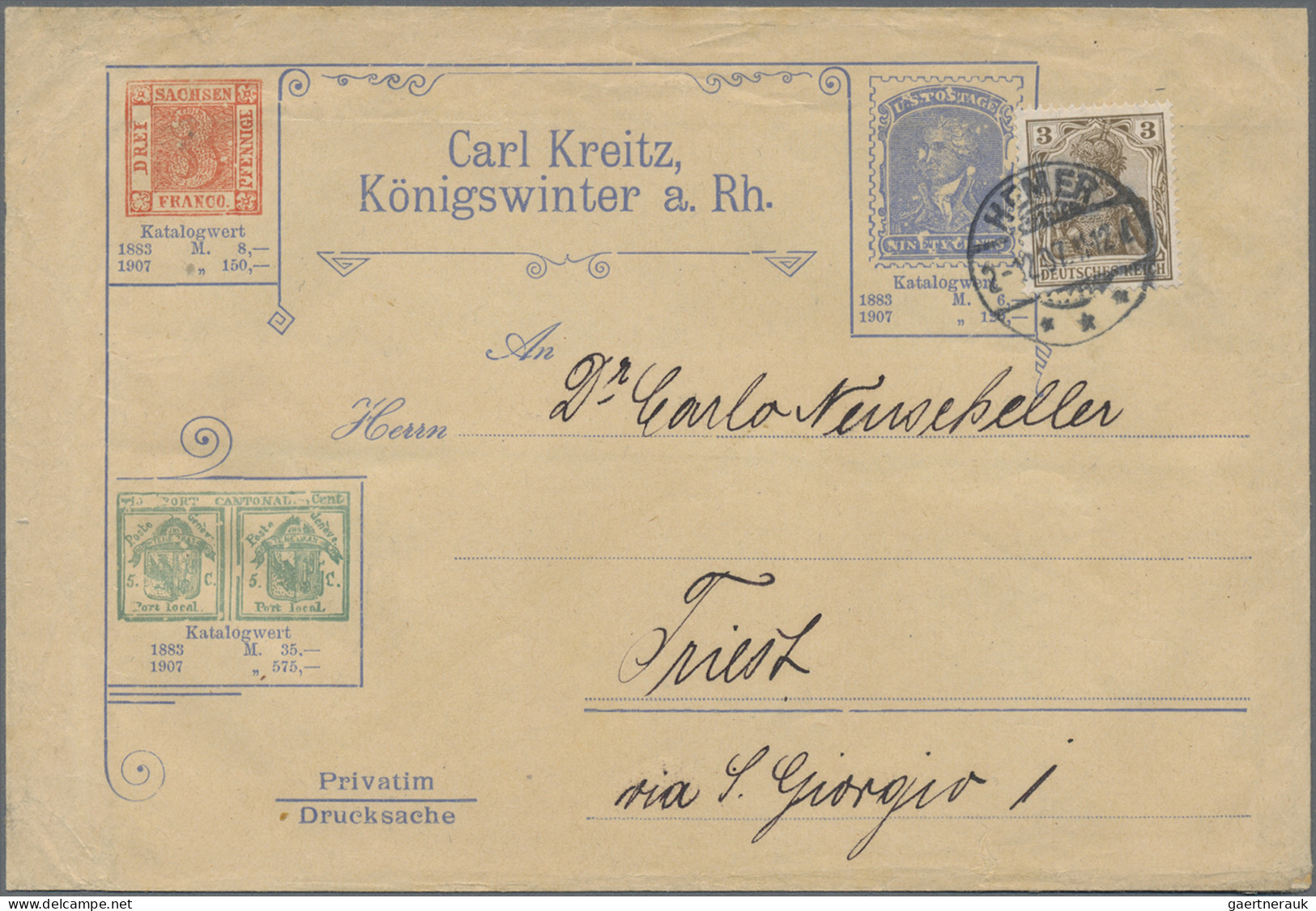 Deutsches Reich - Germania: 1907, 3 Pf Germania Friedensdruck Auf Sehr Attraktiv - Covers & Documents