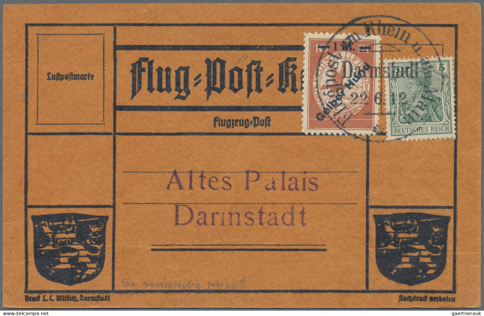 Deutsches Reich - Germania: 1912, Flugpost, Gelber Hund, Zwei Karten Mit Einzel- - Lettres & Documents