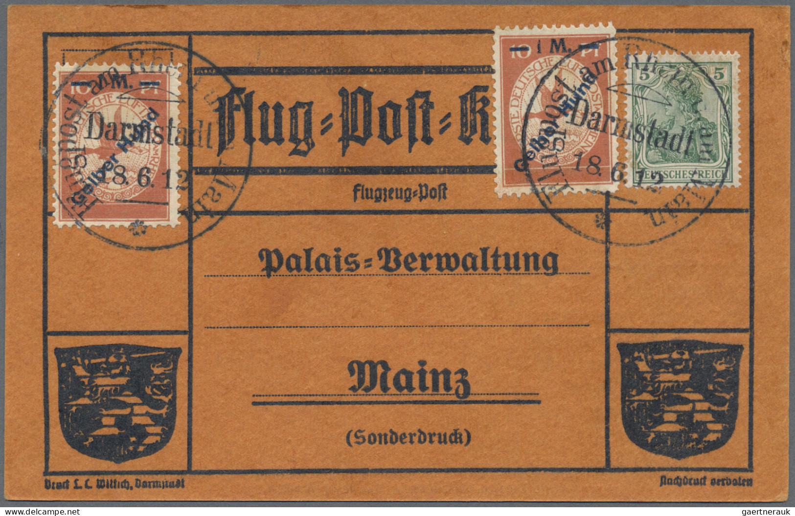 Deutsches Reich - Germania: 1912, Flugpost, Gelber Hund, Zwei Karten Mit Einzel- - Briefe U. Dokumente