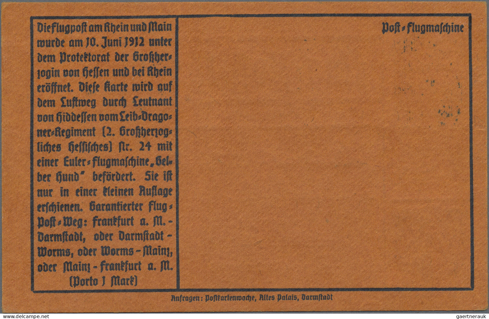 Deutsches Reich - Germania: 1912, Flugpost Rhein/Main, Vordruckkarte Mit Zwei St - Cartas & Documentos