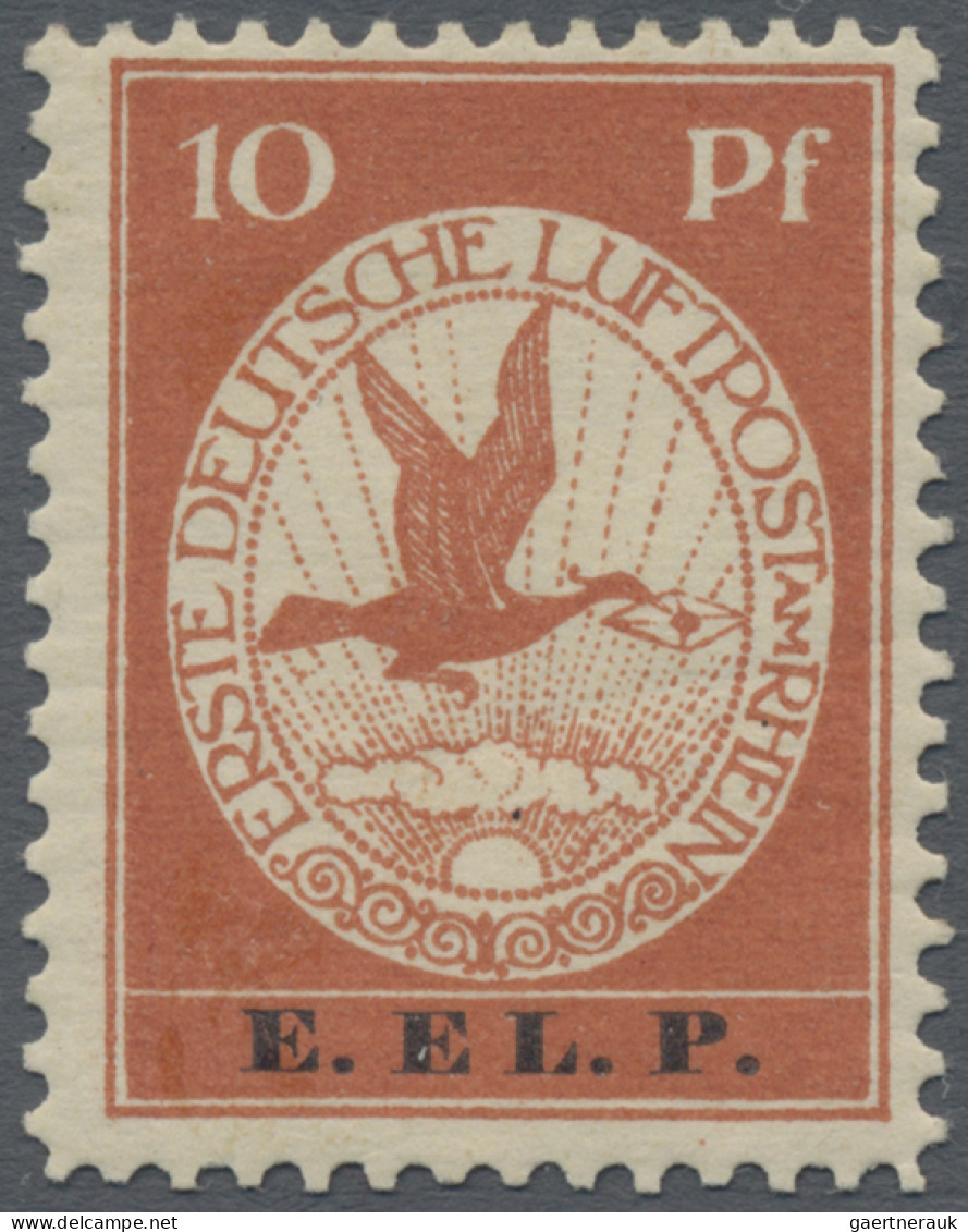 Deutsches Reich - Germania: 1912, Flugpost, E.EL.P., 10 Pfg., Ungebraucht Mit Le - Ungebraucht