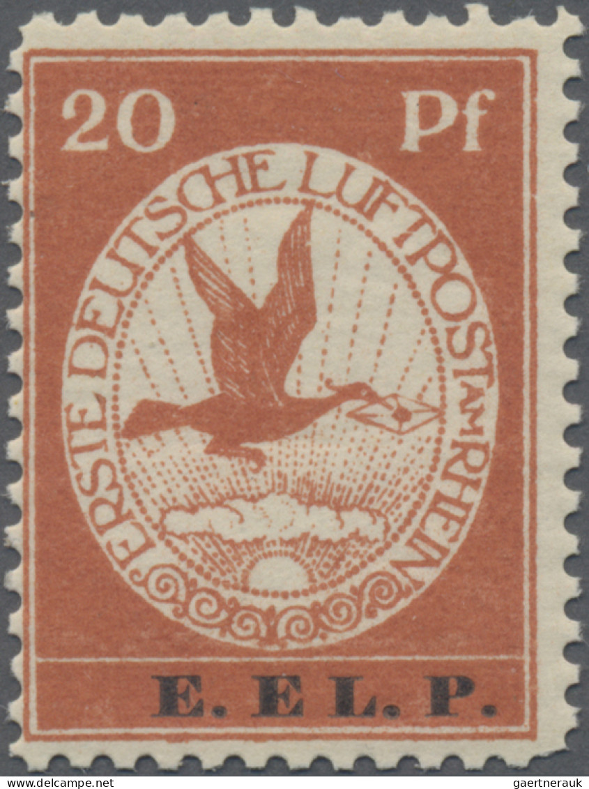 Deutsches Reich - Germania: 1912, Flugpost Rhein/Main, 20 Pfg. E.EL.P. Postfrisc - Nuevos