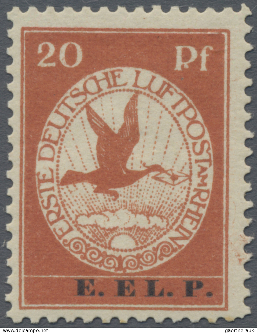 Deutsches Reich - Germania: 1912, Flugpost, E.EL.P., 20 Pfg., Postfrisches Prach - Ungebraucht