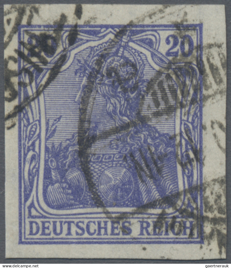 Deutsches Reich - Germania: 1915, 20 Pfg Dunkelviolettblau Kriegsdruck, Ungezähn - Usados