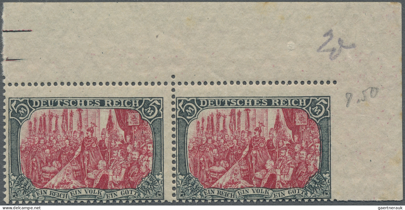 Deutsches Reich - Germania: 1918, Reichsgründungsfeier, 5 Mark Kriegsdruck, Zähn - Unused Stamps