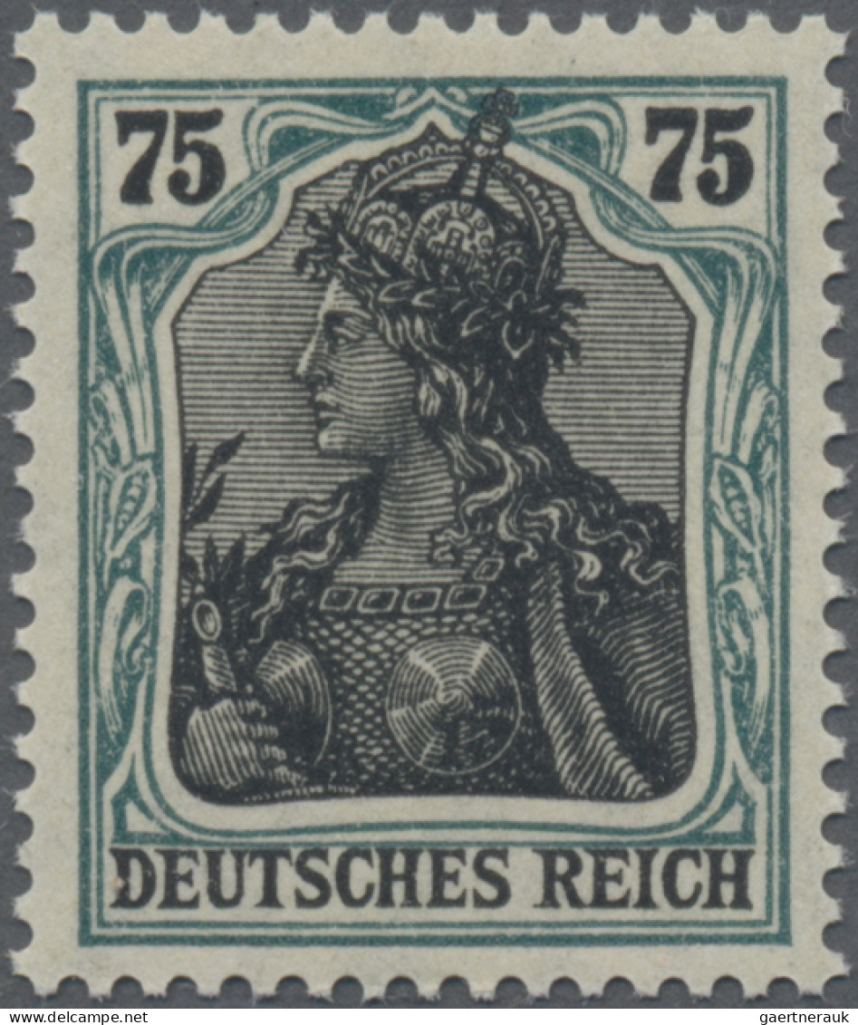 Deutsches Reich - Inflation: 1918, Germania 75 Pf. Mit Rahmen Hellblaugrün, Matt - Neufs