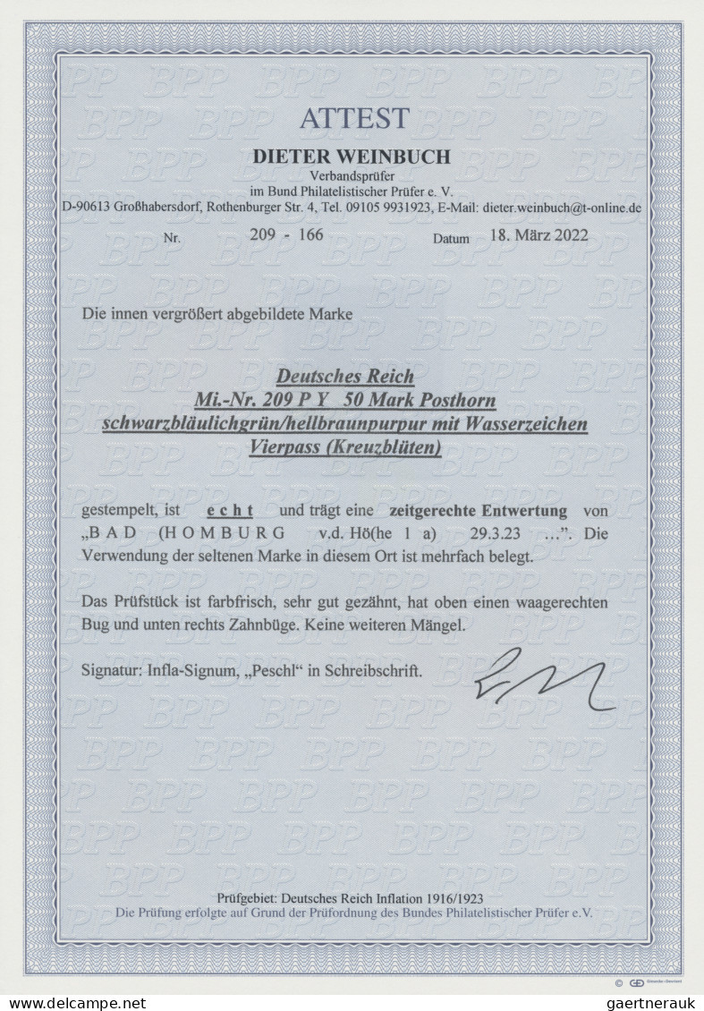 Deutsches Reich - Inflation: 1922, 50 Mark Schwarzbläulichgrün/hellbraunpurpur M - Neufs