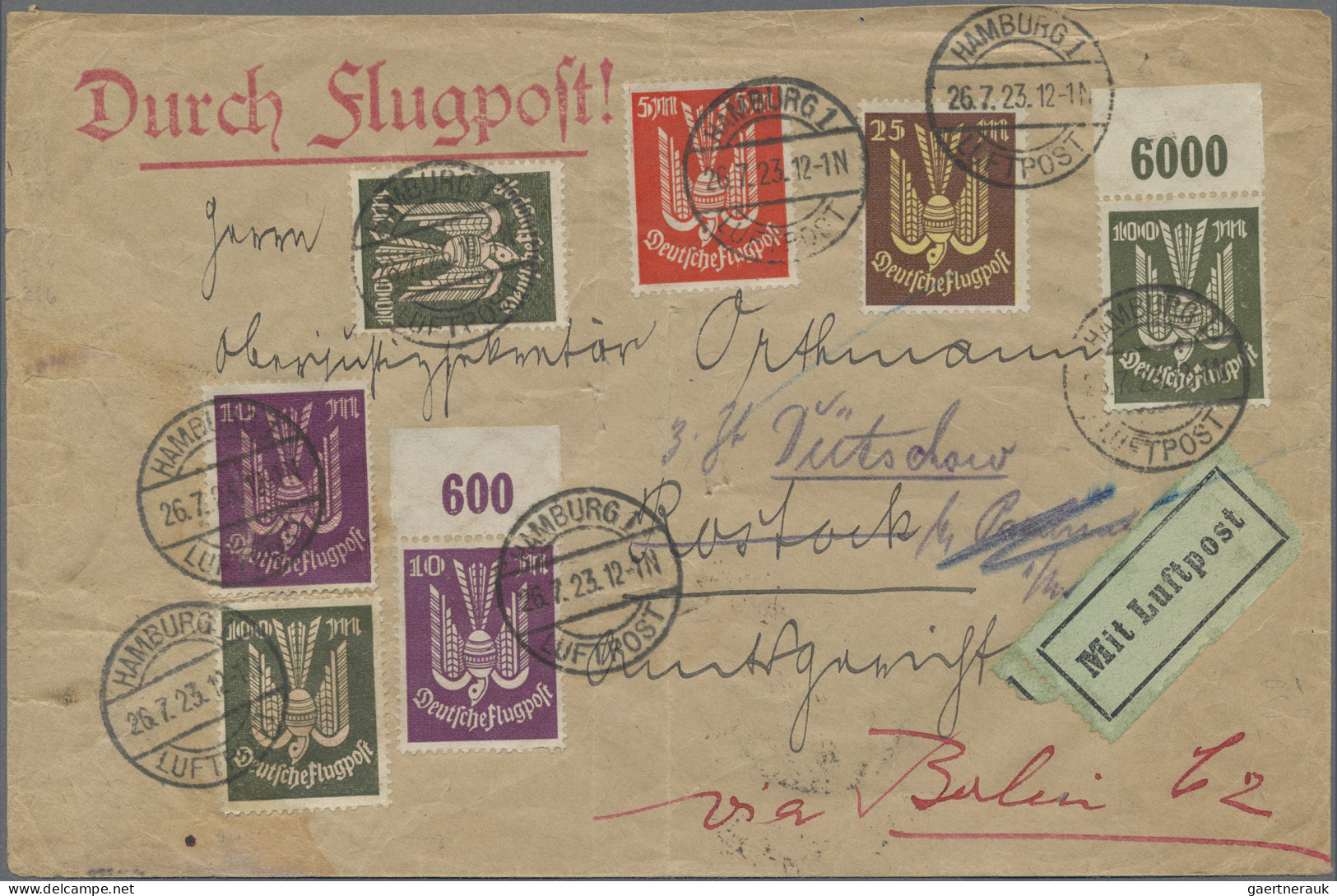 Deutsches Reich - Inflation: 1923, Portogerechte 350 Mark-Flugpost-Frankatur (30 - Lettres & Documents