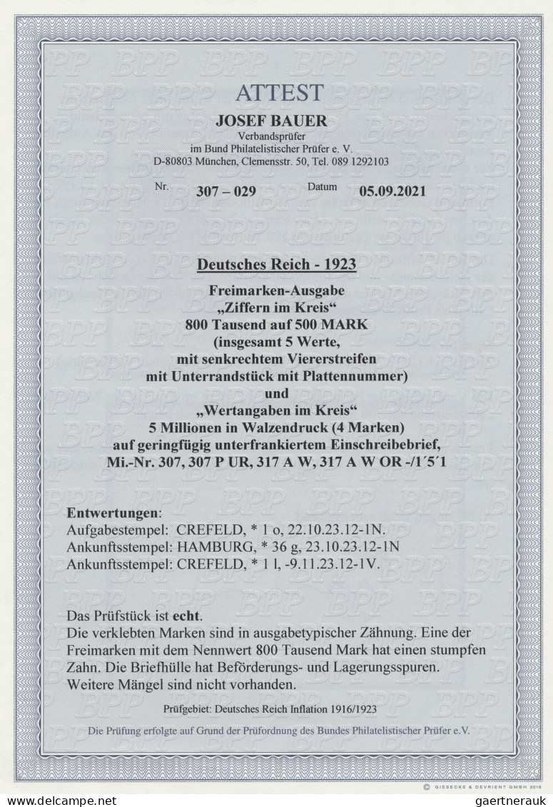 Deutsches Reich - Inflation: 1923, 2. Berliner Ausgabe, 800 Tausend Auf 500 Mark - Brieven En Documenten