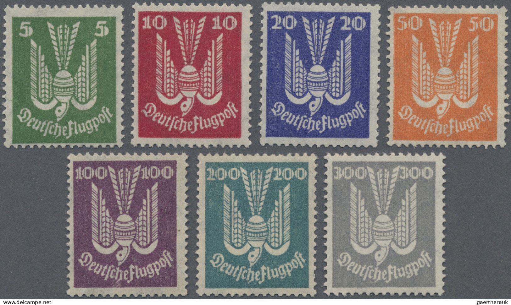 Deutsches Reich - Weimar: 1924, FLUGPOSTMARKEN Holztaube 5 Pf - 300 Pf, Komplett - Ungebraucht