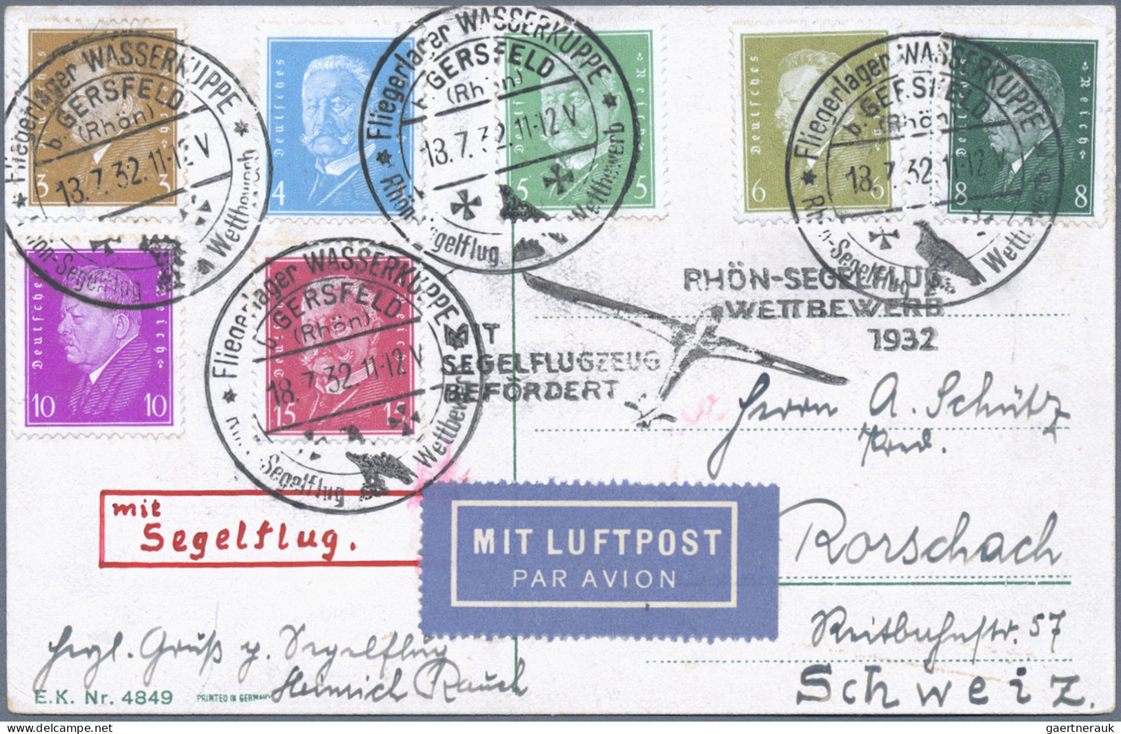 Deutsches Reich - Weimar: 1932, Dekorative 7-Farben-Frankatur Reichspräsidenten - Lettres & Documents