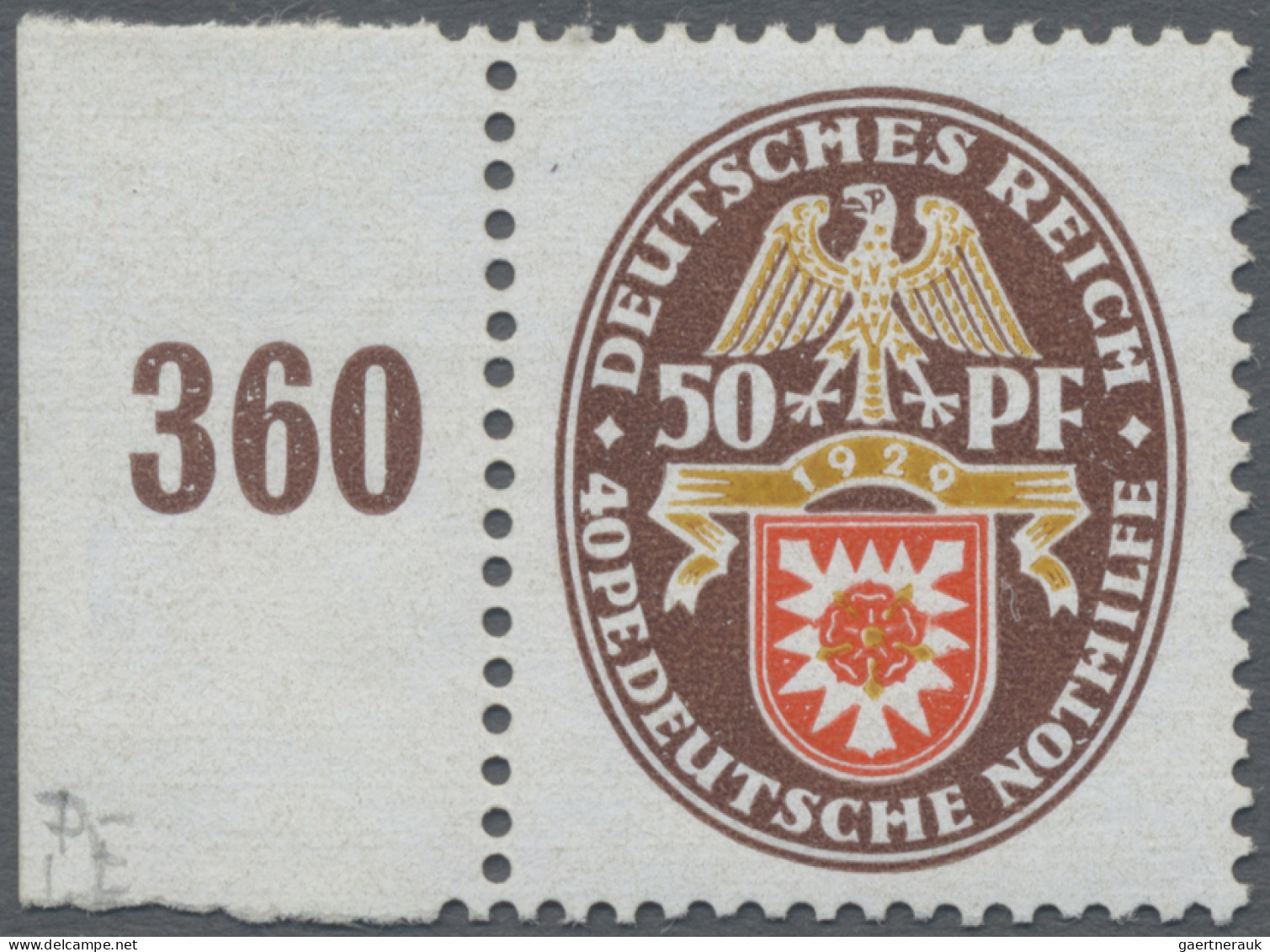 Deutsches Reich - Weimar: 1929, 50 + 40 Pf Nothilfe, Wappen Von Schaumburg Lippe - Ungebraucht