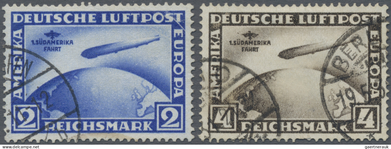 Deutsches Reich - Weimar: 1930, Zeppelinmarken Zur 1. Südamerikafahrt 2 M. Und 4 - Used Stamps