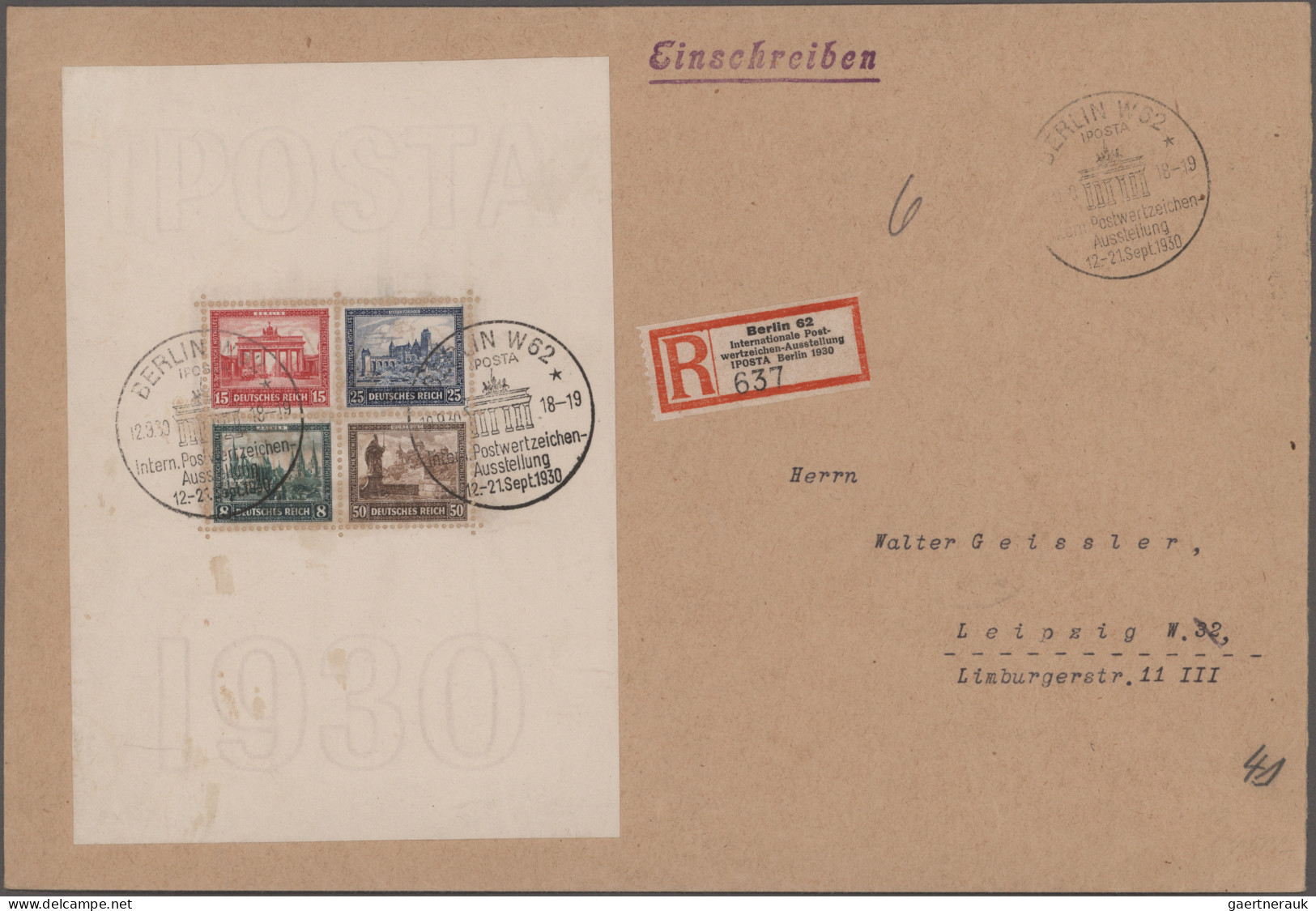 Deutsches Reich - Weimar: 1930, IPOSTA-Block Auf überfrankiertem FDC-R-Brief Der - Storia Postale