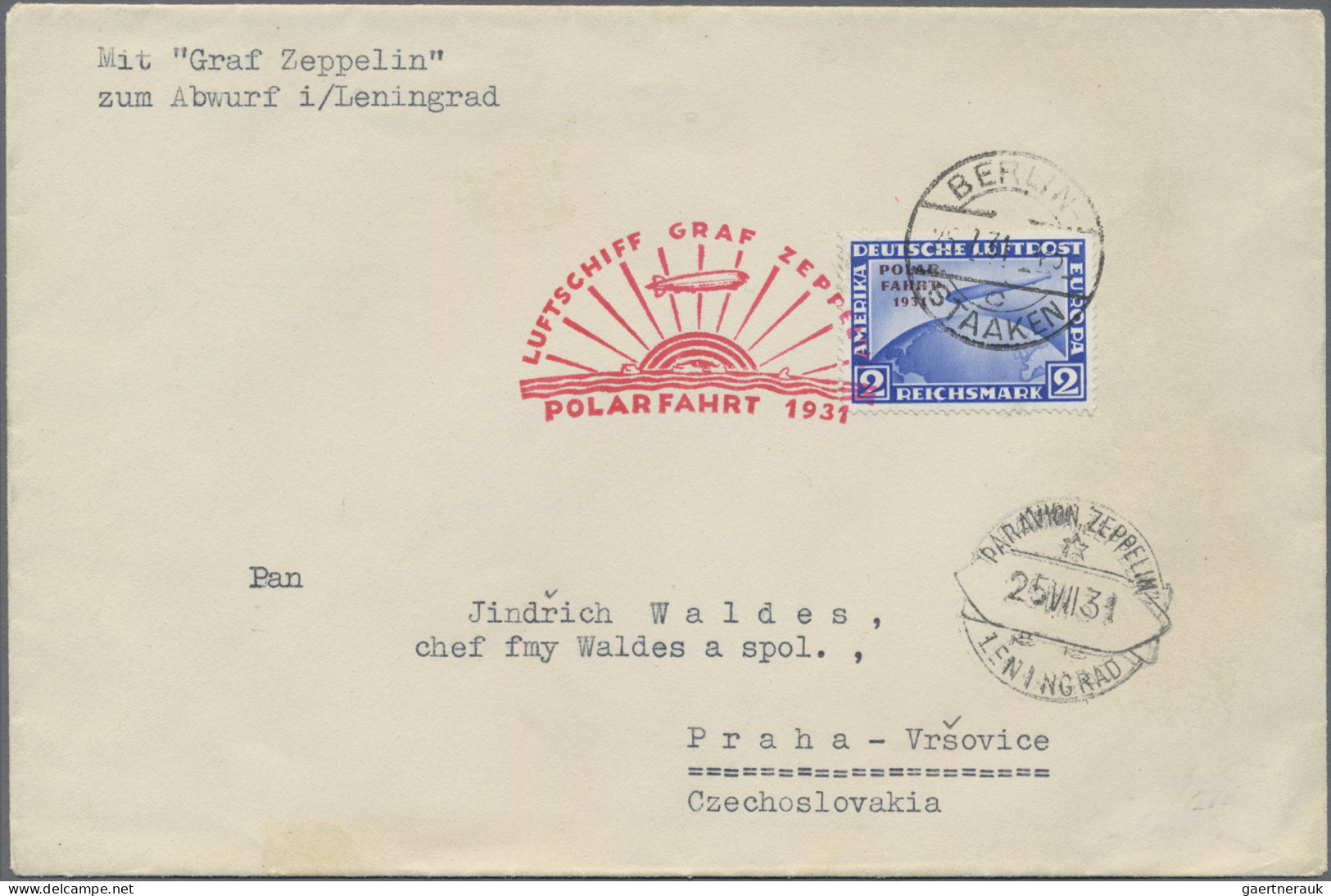 Deutsches Reich - Weimar: 1931, Polarfahrt, 2 RM Auf Zeppelinbrief, Auflieferung - Briefe U. Dokumente