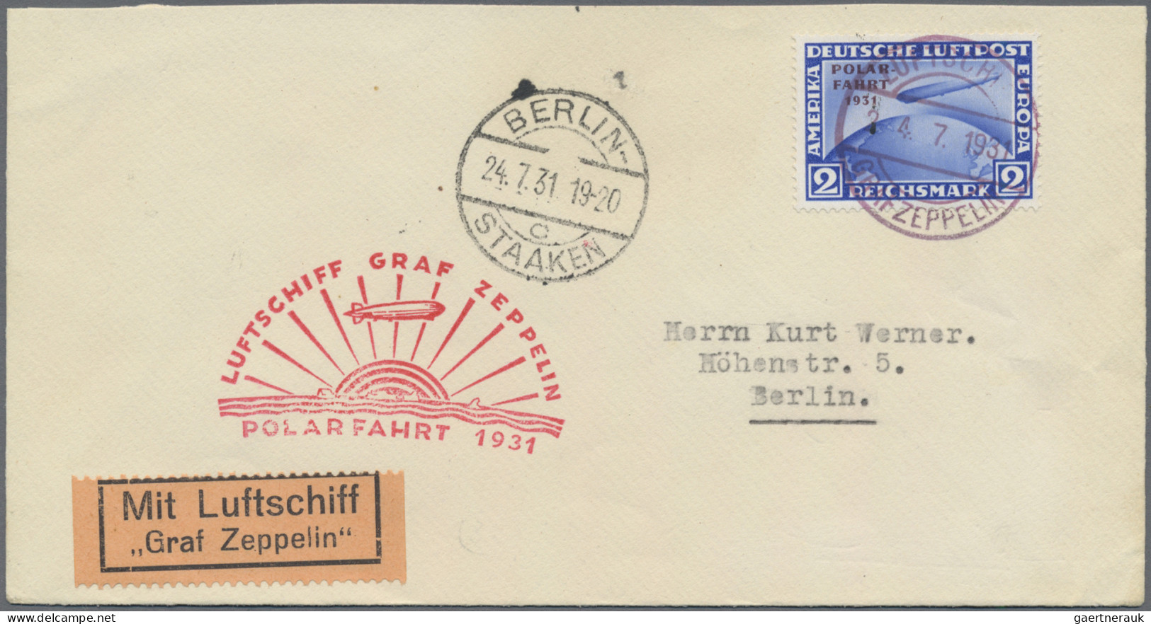 Deutsches Reich - Weimar: 1931, Polarfahrt, 2 RM Auf Zeppelinbrief, Bordpost Bis - Storia Postale