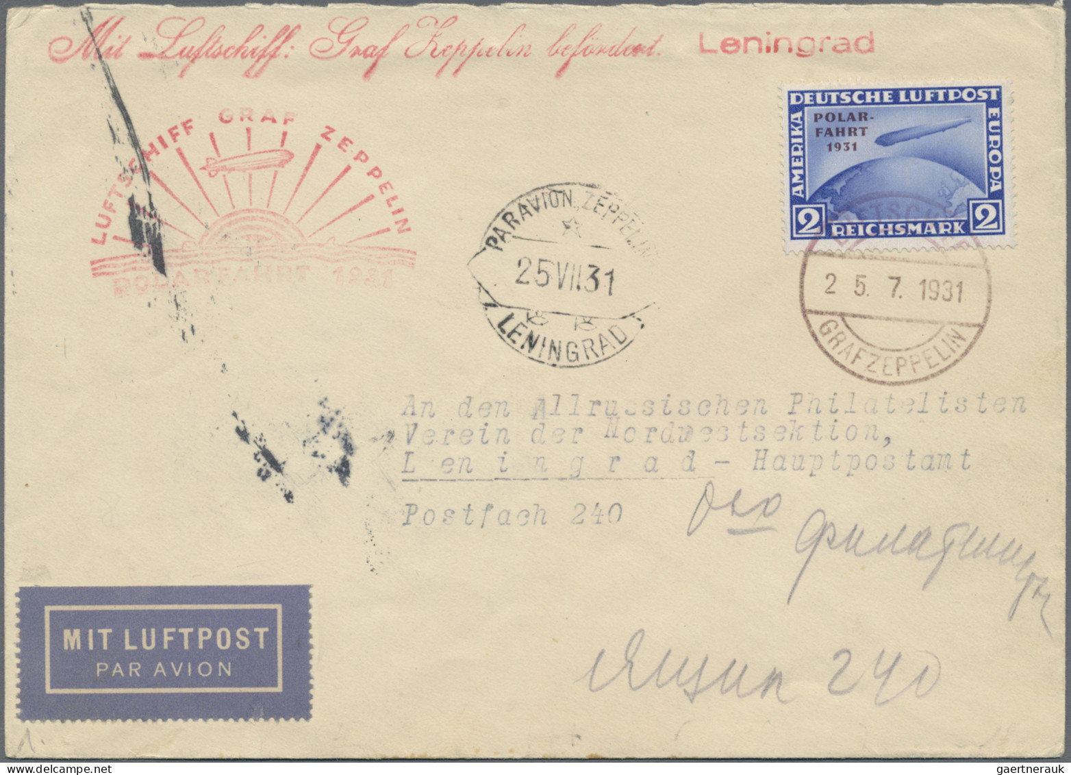 Deutsches Reich - Weimar: 1931, Polarfahrt, 2 RM Auf Zeppelinbrief, Bordpost, Bi - Lettres & Documents